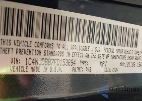 2015 Jeep Compass Sport z USA, uszkodzony, nr VIN 1C4NJDBB7FD153694